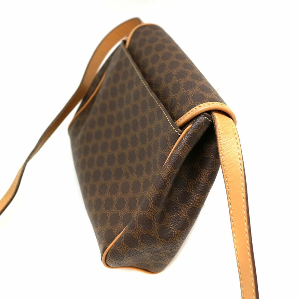 CELINE shoulder bag circle logo Macadam brown leather - Picture 5 of 6